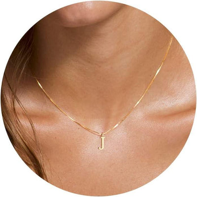 NECOCY Box Chain Initial Necklaces for Women Dainty Tiny A-Z Pendant Personalized Name Choker Necklace Hypoallergenic Jewelry Gift for Fashion