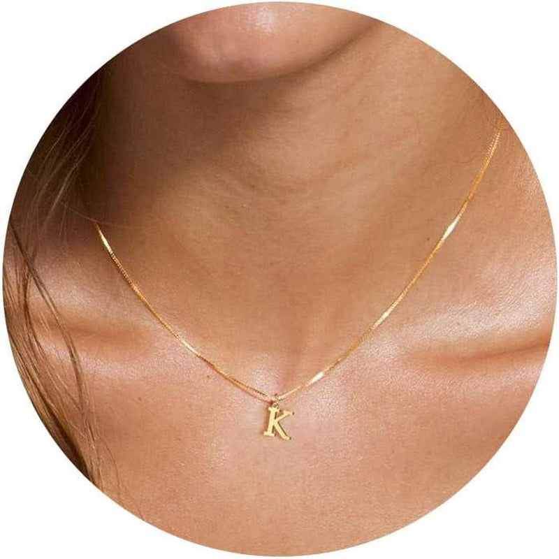 NECOCY Box Chain Initial Necklaces for Women Dainty Tiny A-Z Pendant Personalized Name Choker Necklace Hypoallergenic Jewelry Gift for Fashion