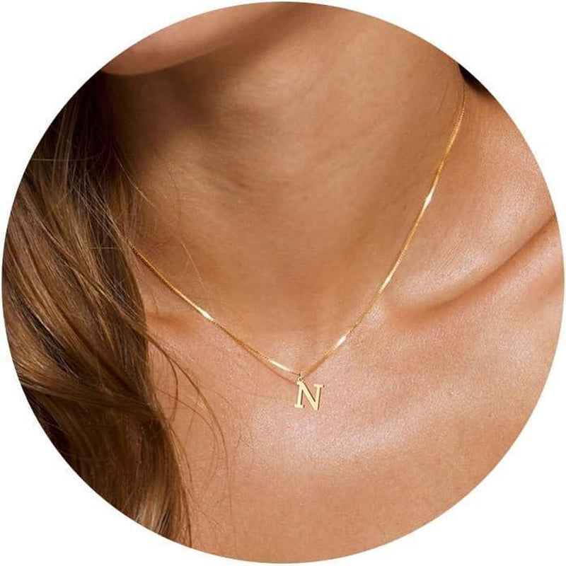 NECOCY Box Chain Initial Necklaces for Women Dainty Tiny A-Z Pendant Personalized Name Choker Necklace Hypoallergenic Jewelry Gift for Fashion