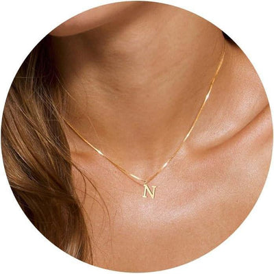 NECOCY Box Chain Initial Necklaces for Women Dainty Tiny A-Z Pendant Personalized Name Choker Necklace Hypoallergenic Jewelry Gift for Fashion