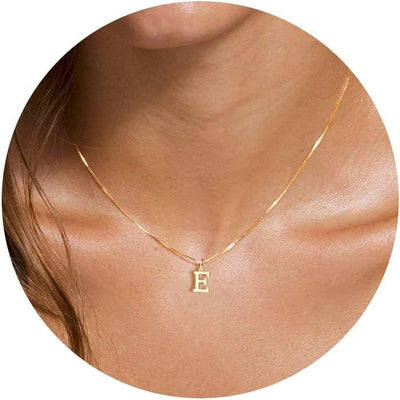 NECOCY Box Chain Initial Necklaces for Women Dainty Tiny A-Z Pendant Personalized Name Choker Necklace Hypoallergenic Jewelry Gift for Fashion