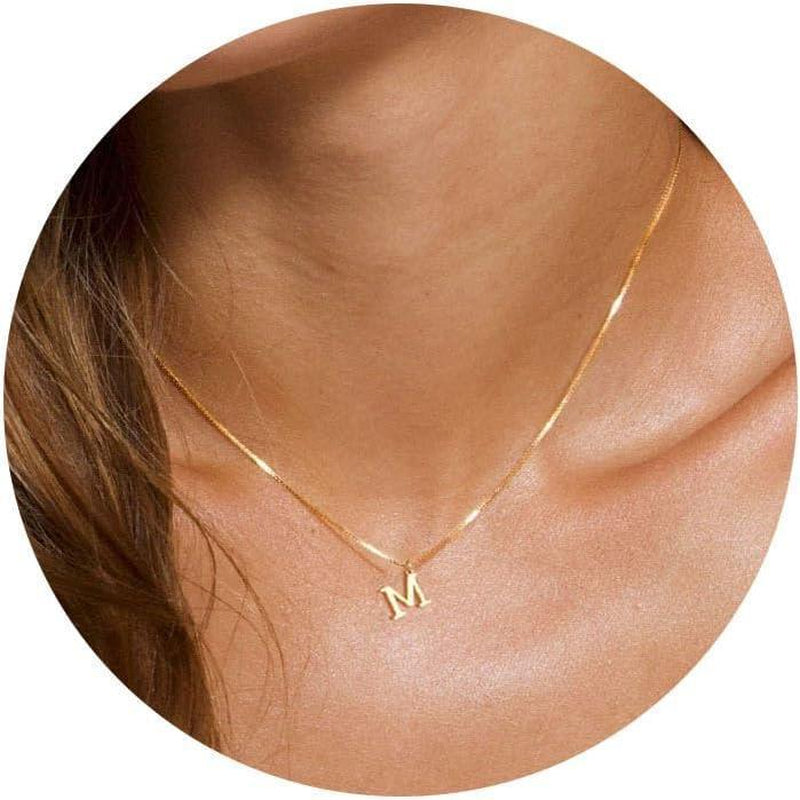 NECOCY Box Chain Initial Necklaces for Women Dainty Tiny A-Z Pendant Personalized Name Choker Necklace Hypoallergenic Jewelry Gift for Fashion