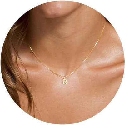 NECOCY Box Chain Initial Necklaces for Women Dainty Tiny A-Z Pendant Personalized Name Choker Necklace Hypoallergenic Jewelry Gift for Fashion