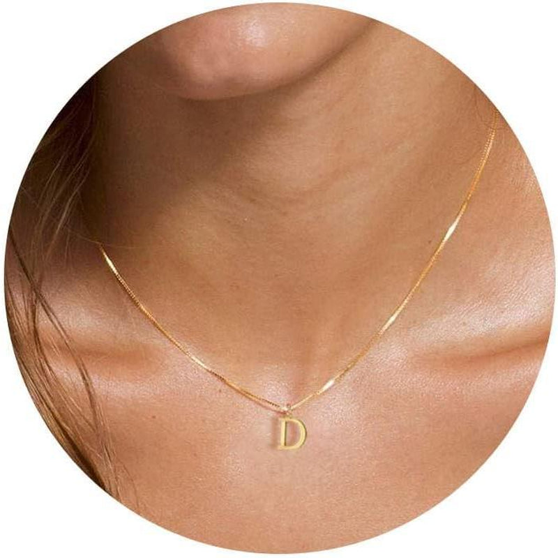 NECOCY Box Chain Initial Necklaces for Women Dainty Tiny A-Z Pendant Personalized Name Choker Necklace Hypoallergenic Jewelry Gift for Fashion