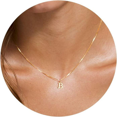 NECOCY Box Chain Initial Necklaces for Women Dainty Tiny A-Z Pendant Personalized Name Choker Necklace Hypoallergenic Jewelry Gift for Fashion