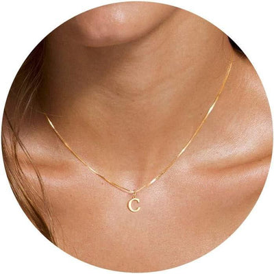NECOCY Box Chain Initial Necklaces for Women Dainty Tiny A-Z Pendant Personalized Name Choker Necklace Hypoallergenic Jewelry Gift for Fashion