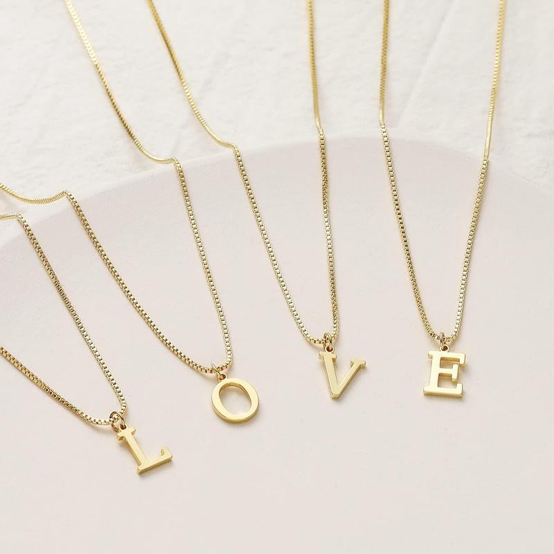 NECOCY Box Chain Initial Necklaces for Women Dainty Tiny A-Z Pendant Personalized Name Choker Necklace Hypoallergenic Jewelry Gift for Fashion