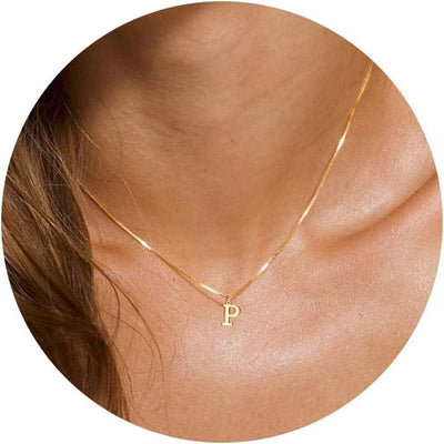 NECOCY Box Chain Initial Necklaces for Women Dainty Tiny A-Z Pendant Personalized Name Choker Necklace Hypoallergenic Jewelry Gift for Fashion