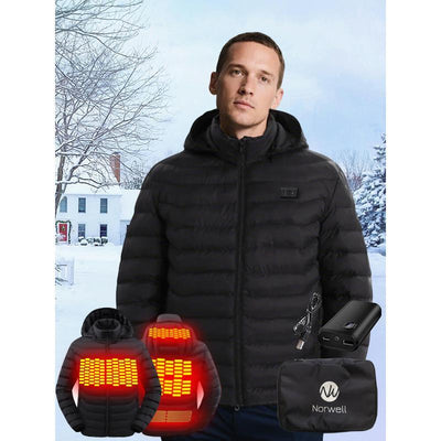 NORWELL Dual Control Heated Hoodie Jacket with 5 Heat Zones - Waterproof, Lightweight, and Comfortable Winter Wear for Men and Plus Size Women