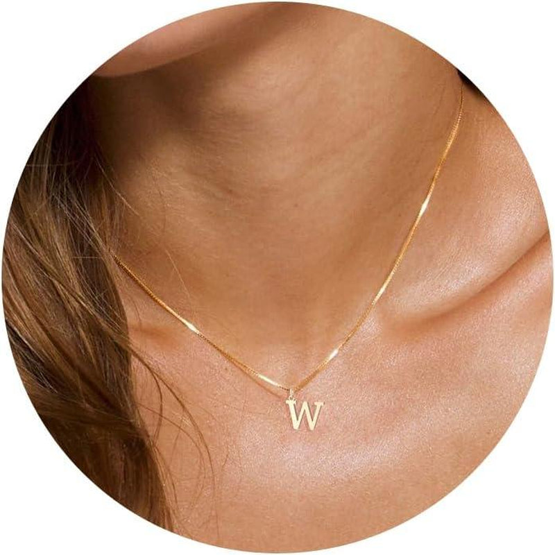 NECOCY Box Chain Initial Necklaces for Women Dainty Tiny A-Z Pendant Personalized Name Choker Necklace Hypoallergenic Jewelry Gift for Fashion