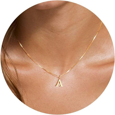 NECOCY Box Chain Initial Necklaces for Women Dainty Tiny A-Z Pendant Personalized Name Choker Necklace Hypoallergenic Jewelry Gift for Fashion