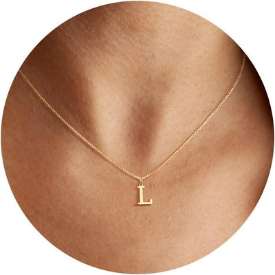NECOCY Box Chain Initial Necklaces for Women Dainty Tiny A-Z Pendant Personalized Name Choker Necklace Hypoallergenic Jewelry Gift for Fashion