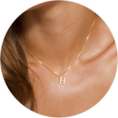 NECOCY Box Chain Initial Necklaces for Women Dainty Tiny A-Z Pendant Personalized Name Choker Necklace Hypoallergenic Jewelry Gift for Fashion