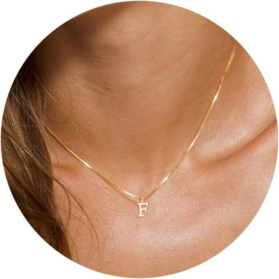 NECOCY Box Chain Initial Necklaces for Women Dainty Tiny A-Z Pendant Personalized Name Choker Necklace Hypoallergenic Jewelry Gift for Fashion