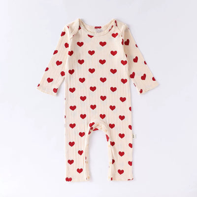 Spring Arrival Baby Unisex Long Sleeves Cute Heart Pattern Rompers